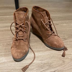 Brown Suede Wedge Booties